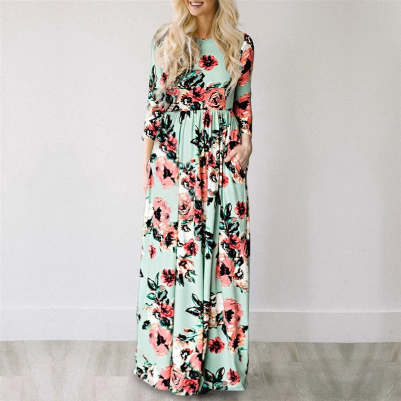 Madaba Spring Breeze: Pink Floral Maxi Dress