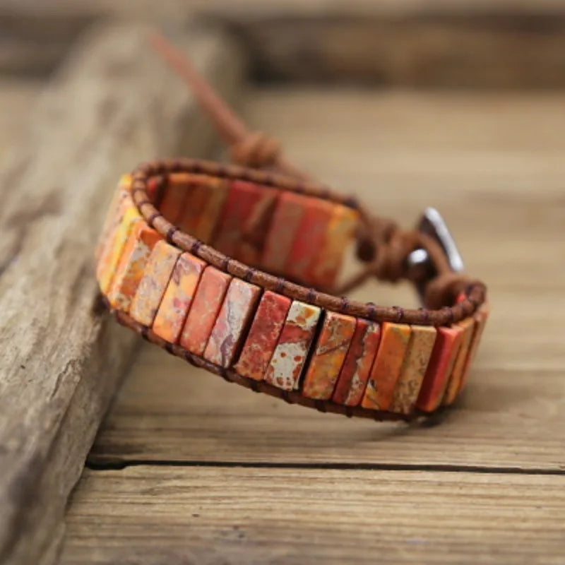 Aswan Mirage - Multicolor Natural Gem Leather Bracelet