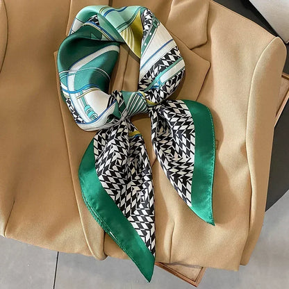 Luxury Silk Square Scarf – Elegant Printed Satin for Women