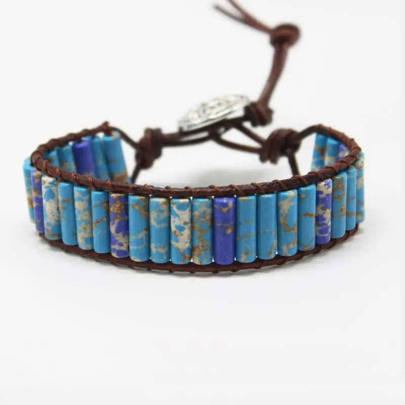 Aswan Mirage - Multicolor Natural Gem Leather Bracelet