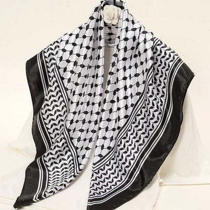Luxe Satin Square Scarf – Elegant Digital Pal. Print