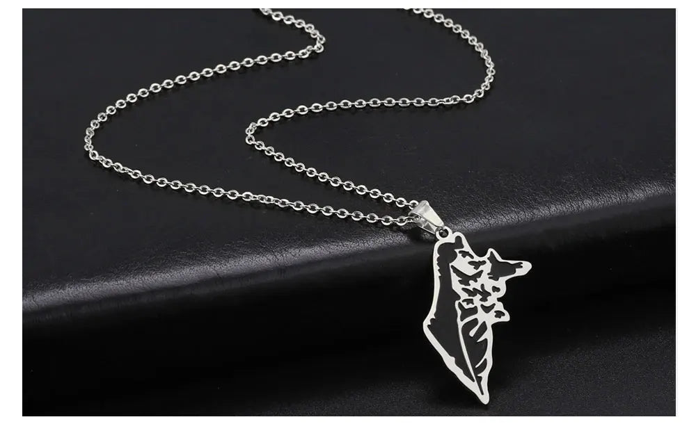 Palestinian Wings: Stainless Steel Feather Birds Pendant Necklace