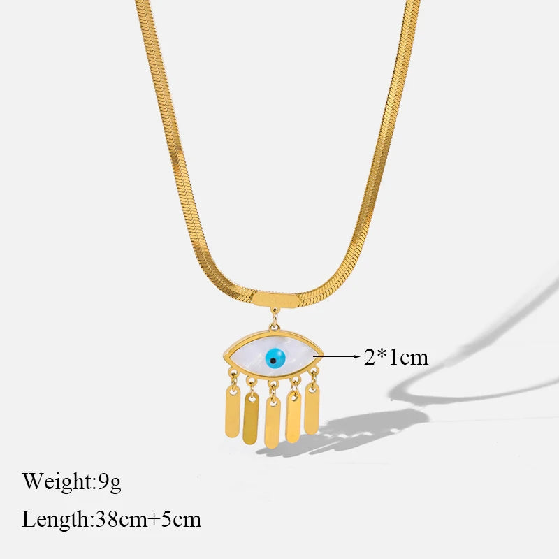 Radiant Envy Eye Tassel Choker Necklace - Gold Plated