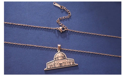 Al-Aqsa Radiance: Stainless Steel Mosque Pendant Necklace