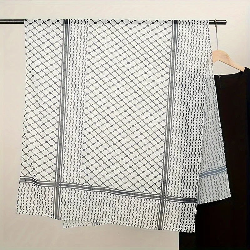 Palestinian Pride Chiffon Kufeyeh (Keffiyeh) -  Authentic Traditional Design