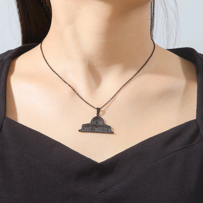 Al-Aqsa Radiance: Stainless Steel Mosque Pendant Necklace