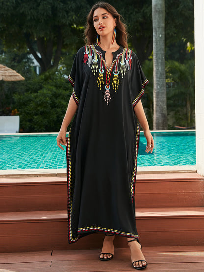 Jordan vibes: Elegant Embroidered Abaya for Summer Escapes