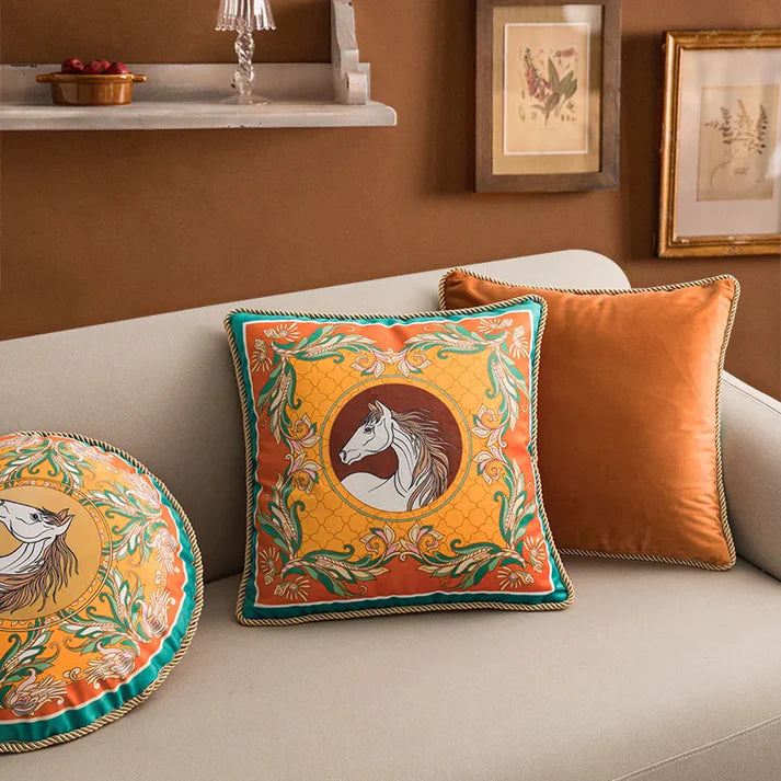 Royal Arabesque: Equestrian Elegance Cushions (Full Set - 3 cushions)