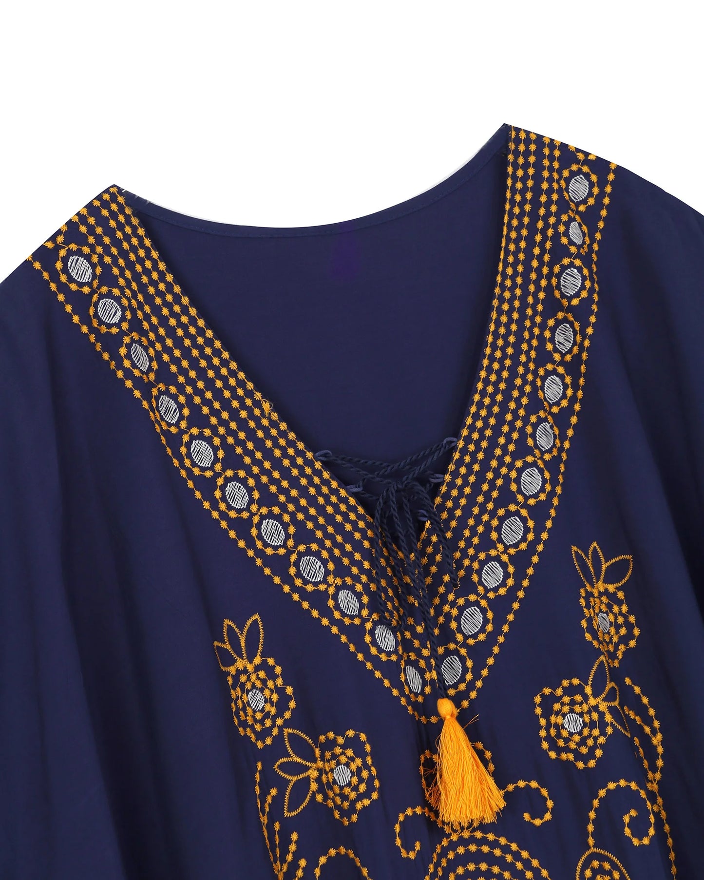 Marrakech Muse - Embroidered Lace-up Kaftan Dress