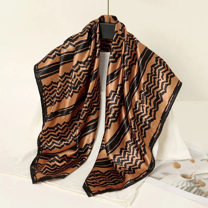 Luxe Satin Square Scarf – Elegant Digital Pal. Print