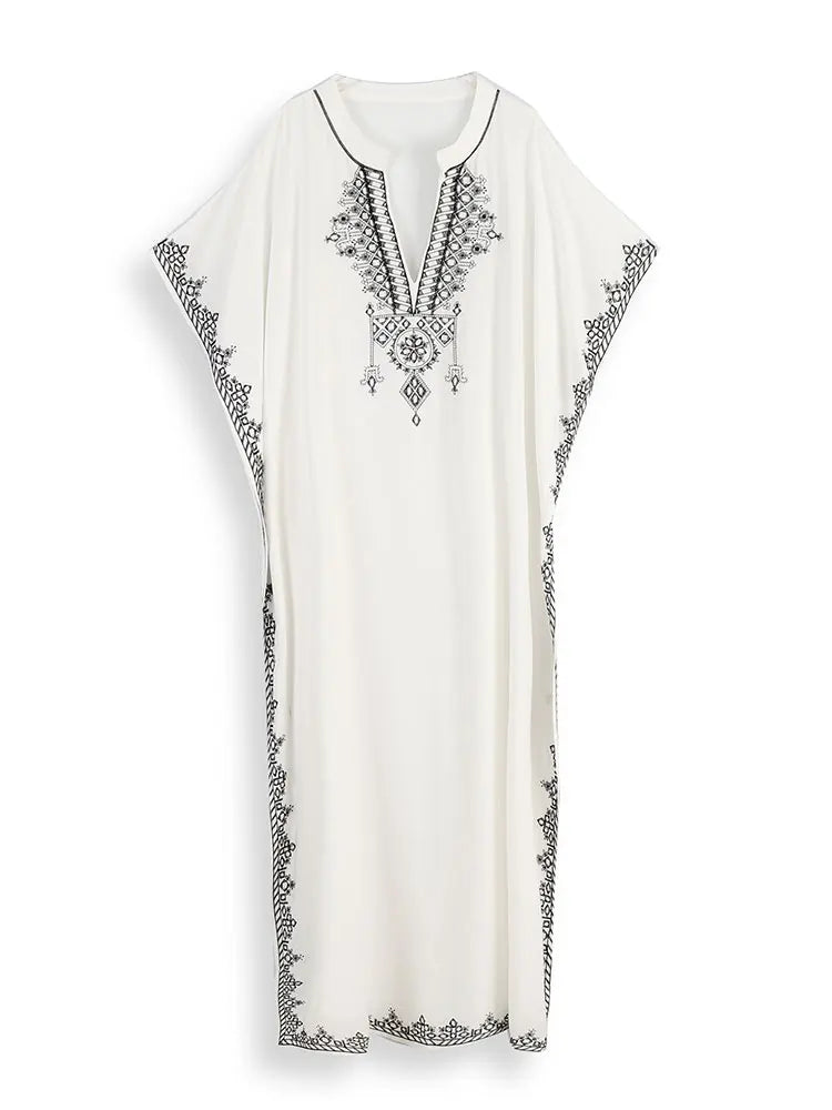 Saharan Sands Embroidered Kaftan: Mauritanian Mirage