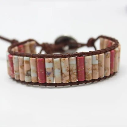 Aswan Mirage - Multicolor Natural Gem Leather Bracelet