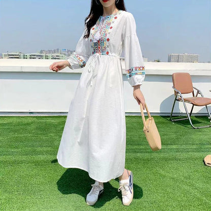 Tiberias Breeze - Embroidered Linen Dress