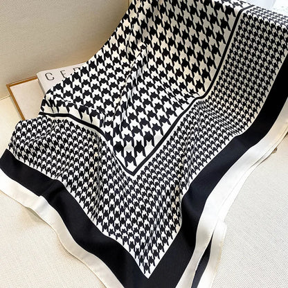 Kufeyeh-Inspired Silk Square Scarf (keffiyeh) - Luxury Lattice Print Shawl - 90x90 cm