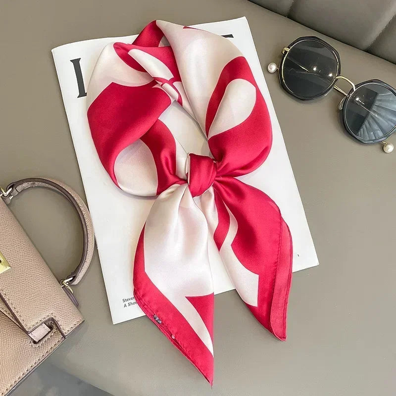 Luxury Silk Square Scarf – Elegant Printed Satin for Women