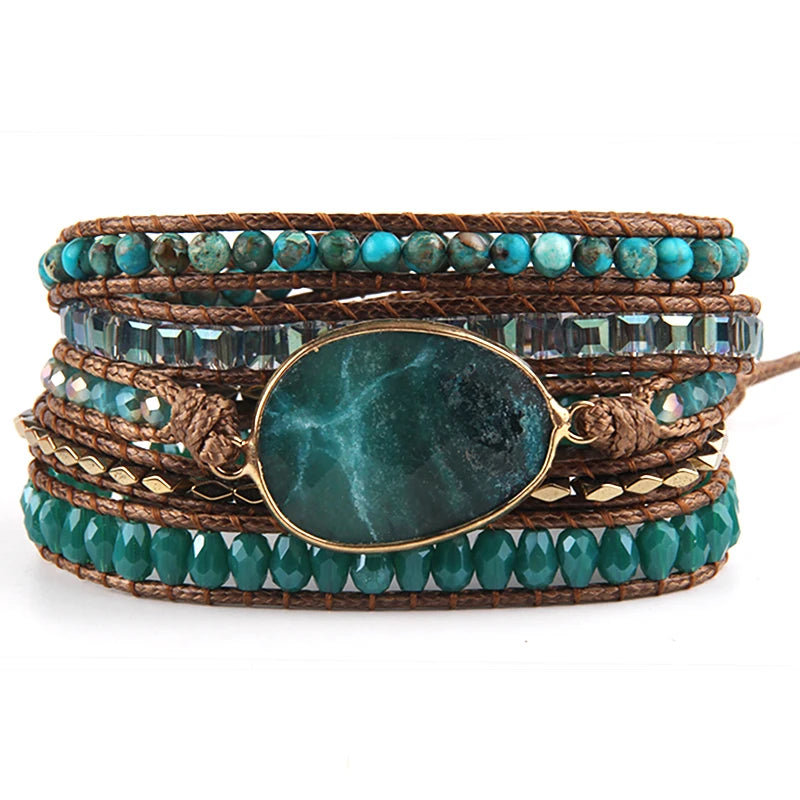 Axum Opal Haven: Handmade Bohemian Wrap Bracelet