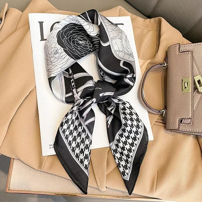 Luxury Silk Square Scarf – Elegant Printed Satin for Women