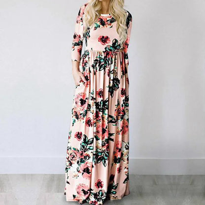 Madaba Spring Breeze: Pink Floral Maxi Dress