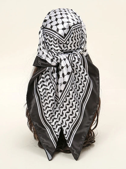 Luxe Satin Square Scarf – Elegant Digital Pal. Print