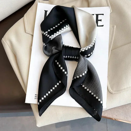 Luxury Silk Square Scarf – Elegant Printed Satin for Women