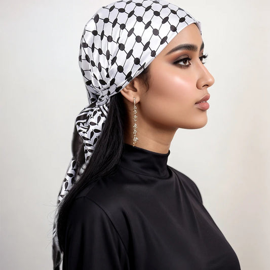 Luxe Satin Square Scarf – Elegant Digital Pal. Print