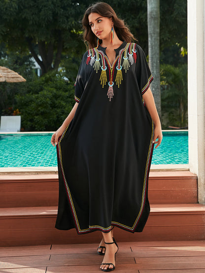 Jordan vibes: Elegant Embroidered Abaya for Summer Escapes