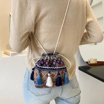 Al Beidha - Fringe Drawstring Bag