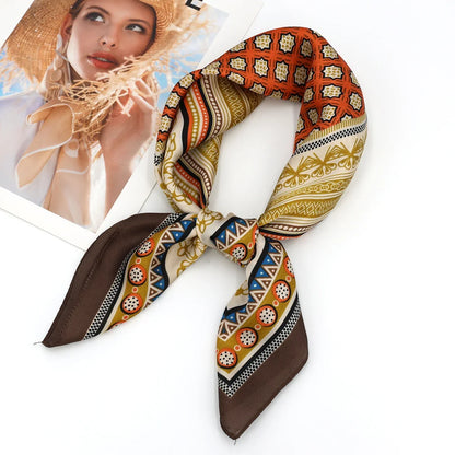 Luxury Silk Square Scarf – Elegant Printed Satin for Women