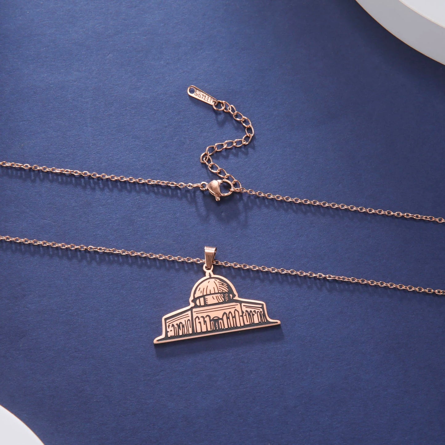 Al-Aqsa Radiance: Stainless Steel Mosque Pendant Necklace