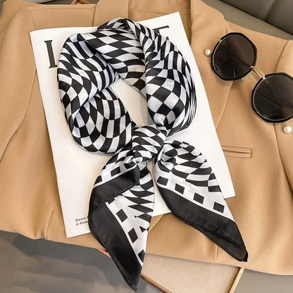 Luxury Silk Square Scarf – Elegant Printed Satin for Women