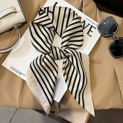 Luxury Silk Square Scarf – Elegant Printed Satin for Women