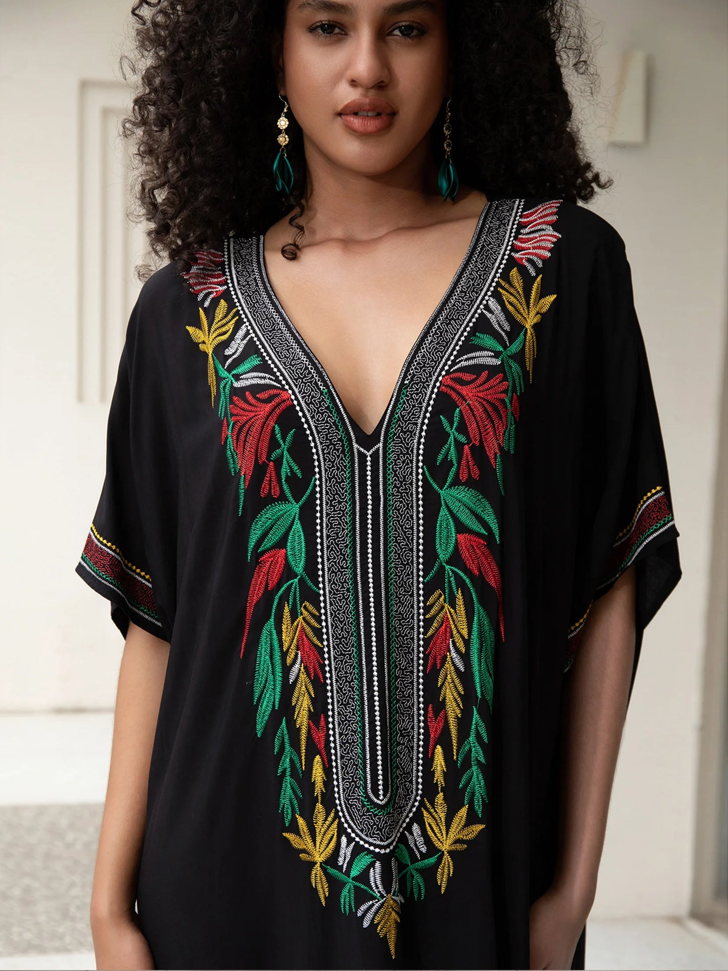 Tripoli Midnight - Light Embroidered Kaftan (coverup)