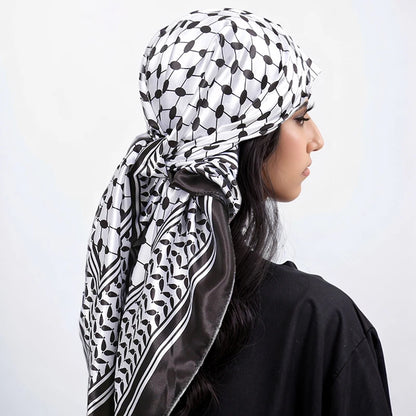 Luxe Satin Square Scarf – Elegant Digital Pal. Print