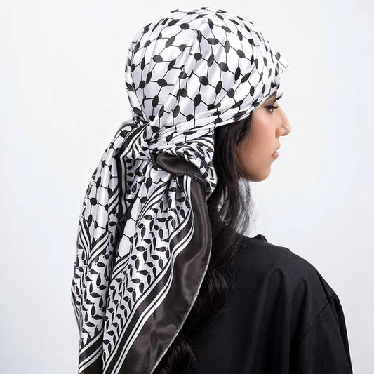 Luxe Satin Square Scarf – Elegant Digital Pal. Print