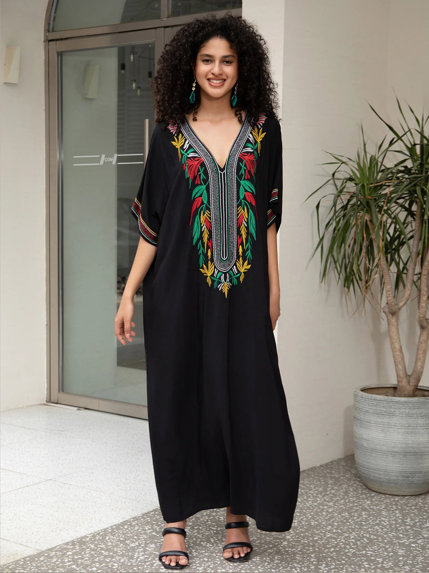 Tripoli Midnight - Light Embroidered Kaftan (coverup)