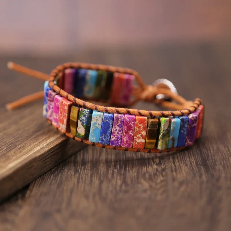 Aswan Mirage - Multicolor Natural Gem Leather Bracelet