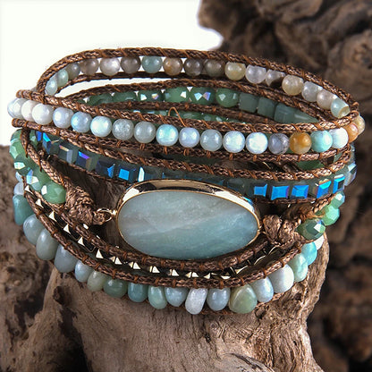 Axum Opal Haven: Handmade Bohemian Wrap Bracelet