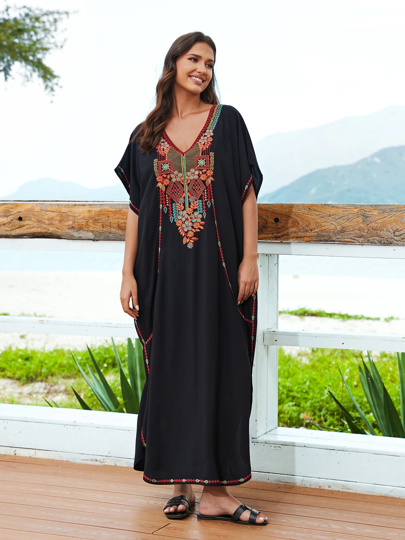 Jordan Sunset: Elegant Embroidered Abaya for Summer Escapes