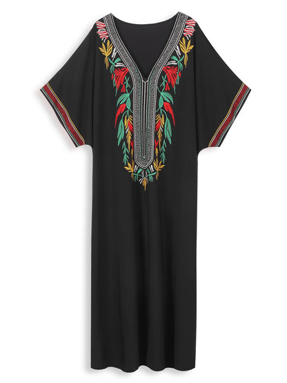 Tripoli Midnight - Light Embroidered Kaftan (coverup)