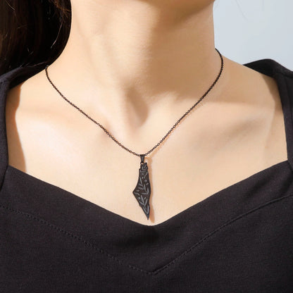 Olive Branch Harmony: Stainless Steel Palestine Map Pendant Necklace