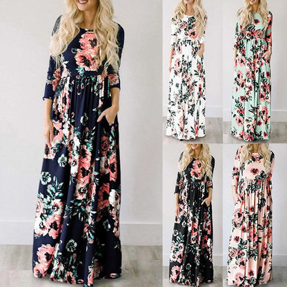 Madaba Spring Breeze: Pink Floral Maxi Dress