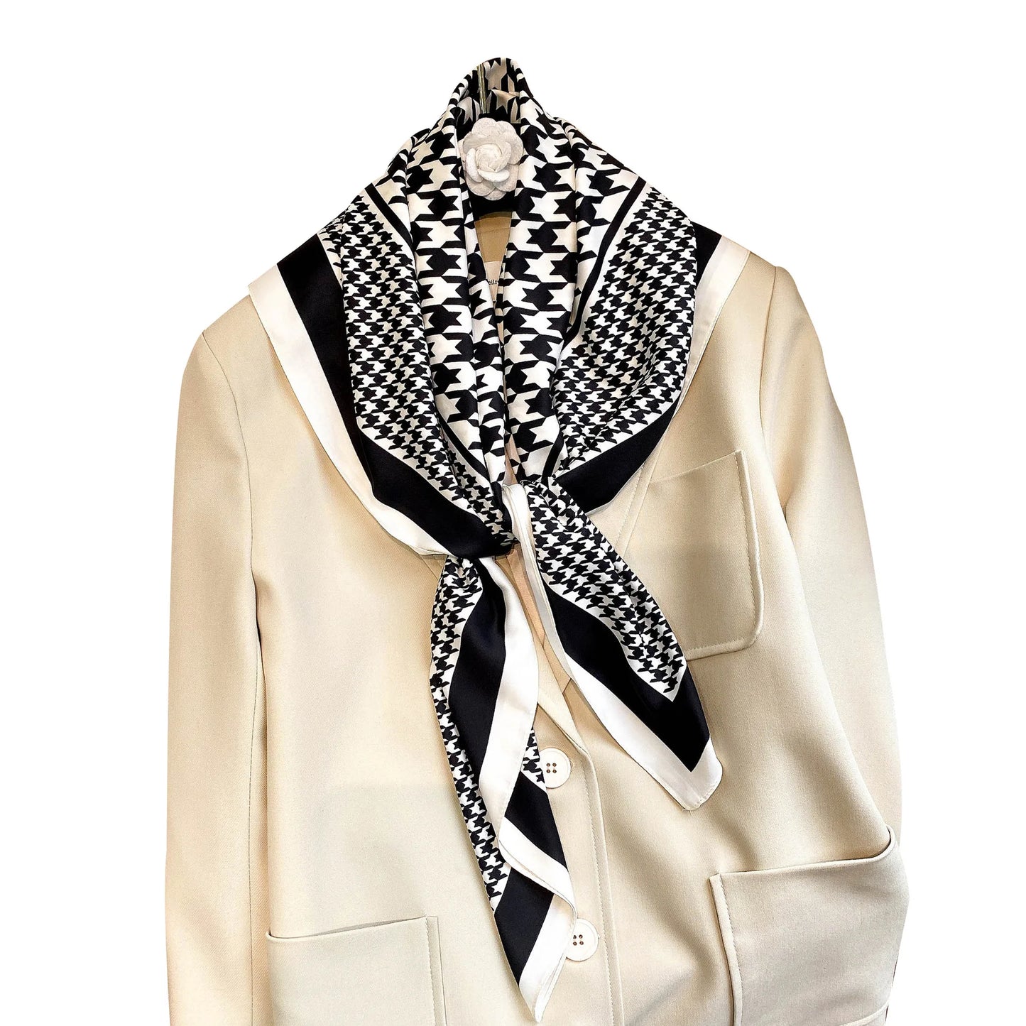 Kufeyeh-Inspired Silk Square Scarf (keffiyeh) - Luxury Lattice Print Shawl - 90x90 cm