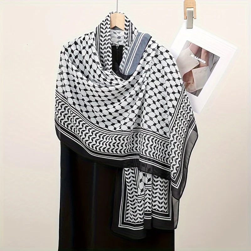 Palestinian Pride Chiffon Kufeyeh (Keffiyeh) -  Authentic Traditional Design