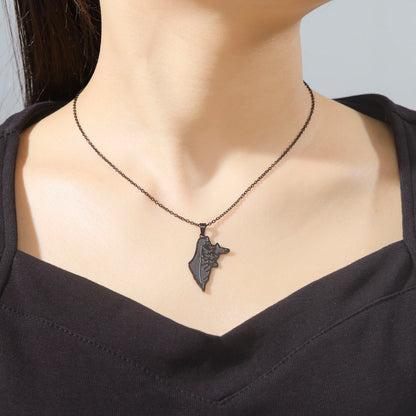 Palestinian Wings: Stainless Steel Feather Birds Pendant Necklace