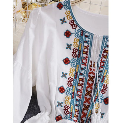 Tiberias Breeze - Embroidered Linen Dress