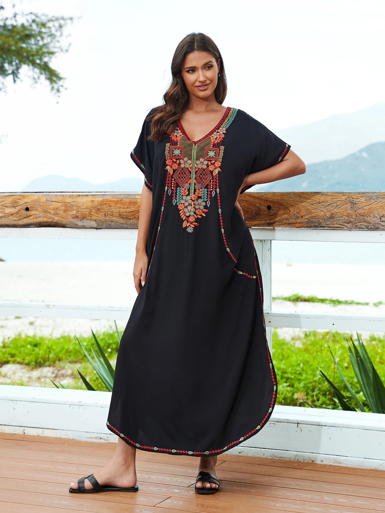 Jordan Sunset: Elegant Embroidered Abaya for Summer Escapes