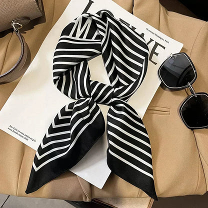 Luxury Silk Square Scarf – Elegant Printed Satin for Women