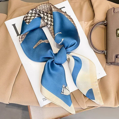 Luxury Silk Square Scarf – Elegant Printed Satin for Women