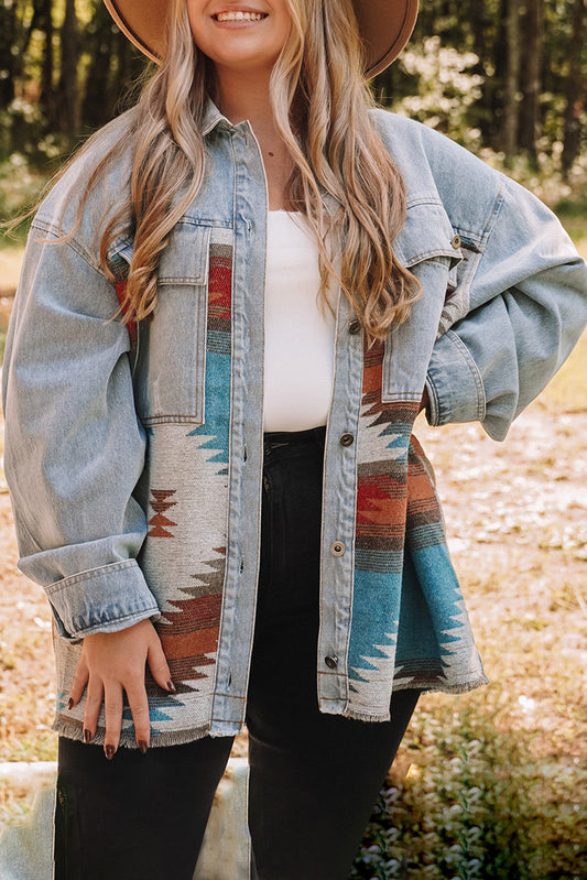 Azure Nomad - Plus Size Denim Jacket