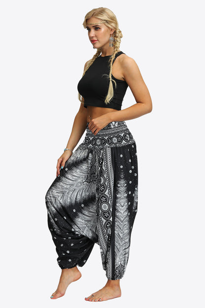 Umayyad Splendor - Printed Smocked Waist Harem Pants